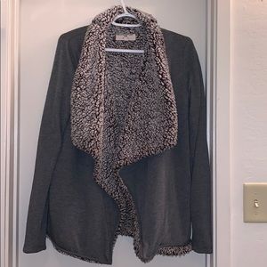 Gray Sherpa Lined Cardigan
